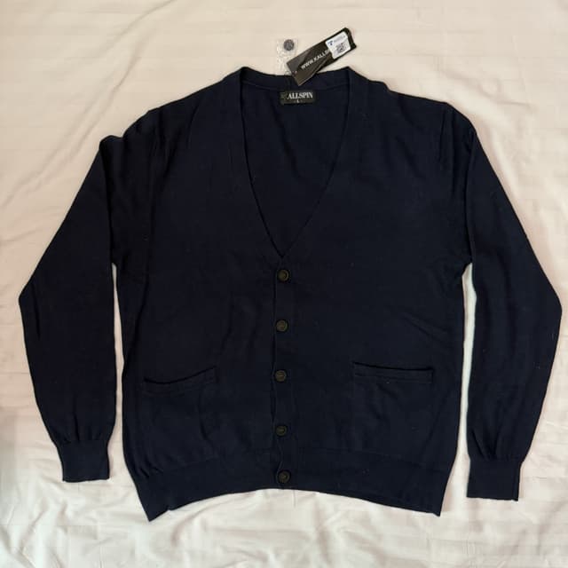 KALLSPIN Navy Blue Button Cardigan Sweater - NWT - Size Large (L)
